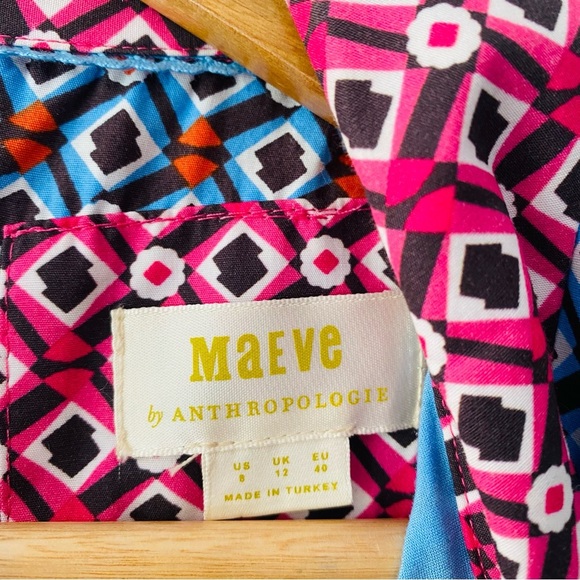 Anthropologie Maeve Buckley Mini Dress Blue Button Front Size 8 Pockets​ - Picture 9 of 12